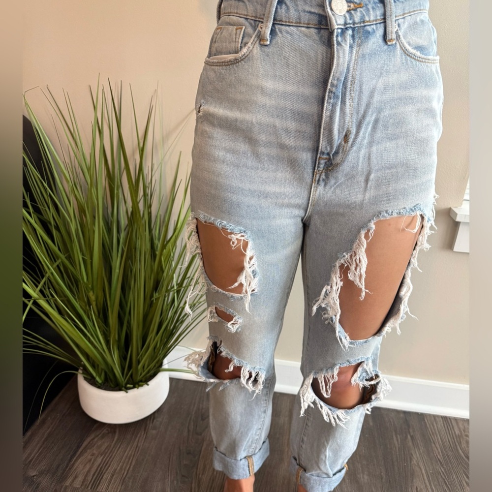 BDG High Rise Distressed Light Blue Jeans